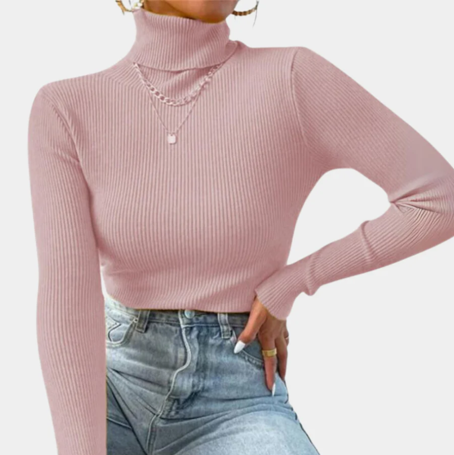 Women’s Fall Ribbed Turtleneck Sweater – Fitted Knit Pullover with High Neck, Long Sleeves, Slim Silhouette, Cozy Layering Essential