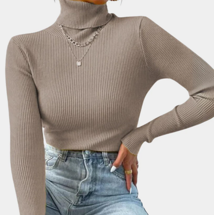 Women’s Fall Ribbed Turtleneck Sweater – Fitted Knit Pullover with High Neck, Long Sleeves, Slim Silhouette, Cozy Layering Essential