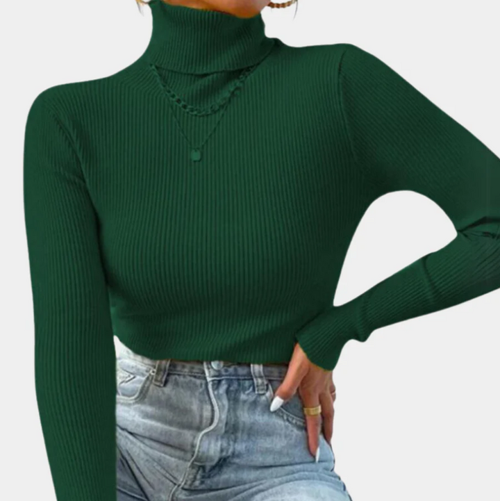 Women’s Fall Ribbed Turtleneck Sweater – Fitted Knit Pullover with High Neck, Long Sleeves, Slim Silhouette, Cozy Layering Essential